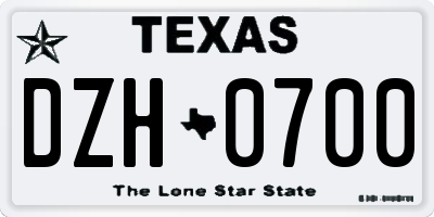 TX license plate DZH0700