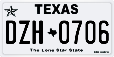 TX license plate DZH0706