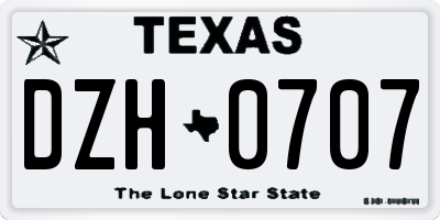 TX license plate DZH0707