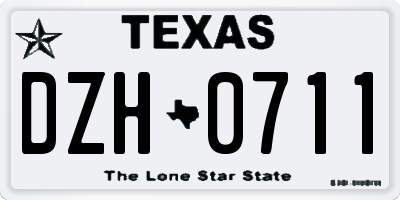 TX license plate DZH0711