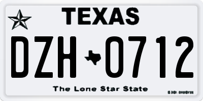 TX license plate DZH0712