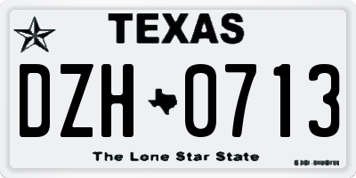TX license plate DZH0713