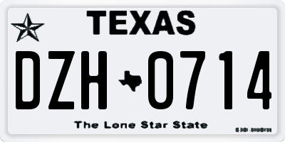 TX license plate DZH0714