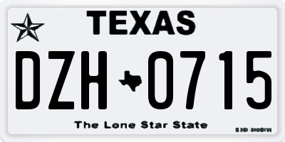 TX license plate DZH0715