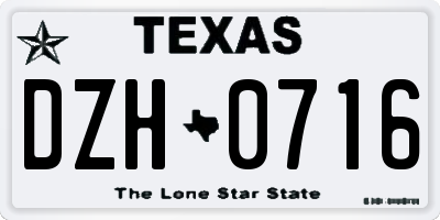 TX license plate DZH0716