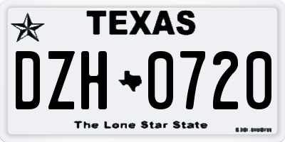 TX license plate DZH0720
