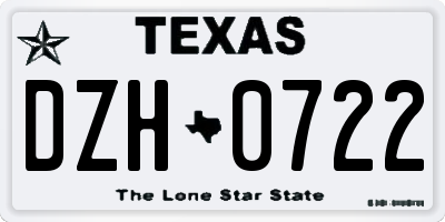 TX license plate DZH0722