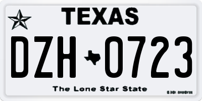 TX license plate DZH0723