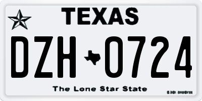 TX license plate DZH0724