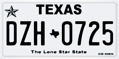 TX license plate DZH0725