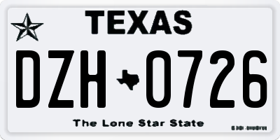 TX license plate DZH0726