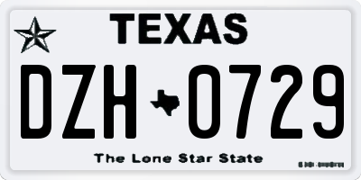 TX license plate DZH0729