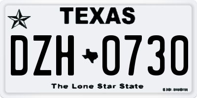 TX license plate DZH0730
