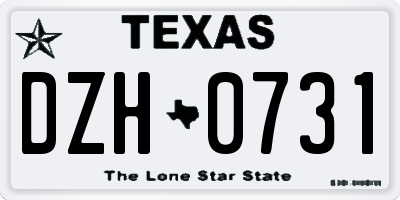 TX license plate DZH0731