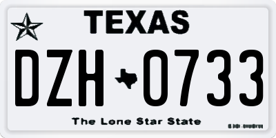 TX license plate DZH0733