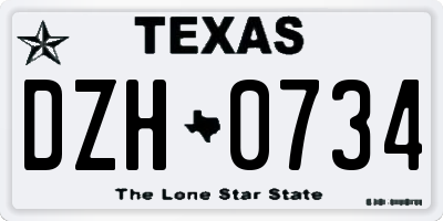 TX license plate DZH0734