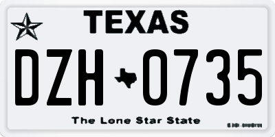 TX license plate DZH0735