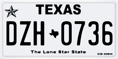TX license plate DZH0736