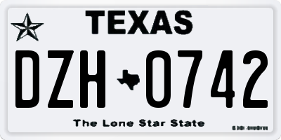 TX license plate DZH0742