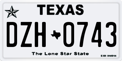 TX license plate DZH0743