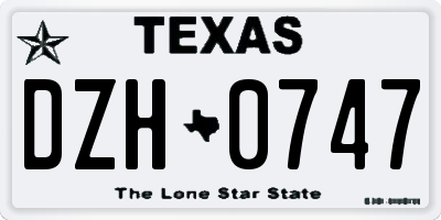 TX license plate DZH0747