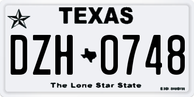 TX license plate DZH0748