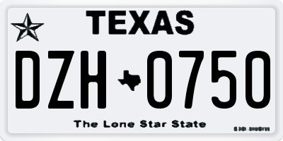 TX license plate DZH0750