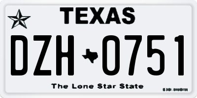 TX license plate DZH0751