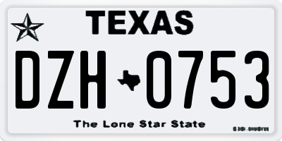 TX license plate DZH0753
