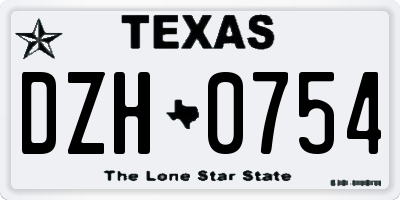 TX license plate DZH0754