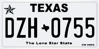 TX license plate DZH0755