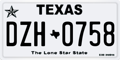 TX license plate DZH0758