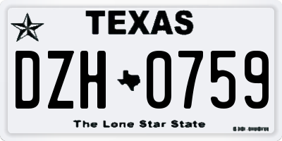 TX license plate DZH0759