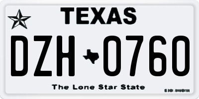 TX license plate DZH0760