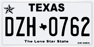 TX license plate DZH0762