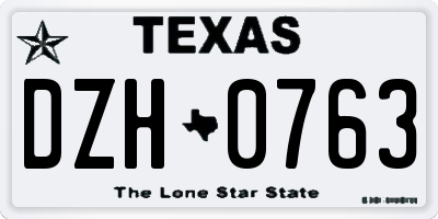 TX license plate DZH0763