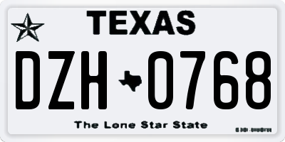 TX license plate DZH0768