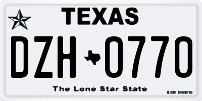TX license plate DZH0770