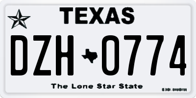 TX license plate DZH0774