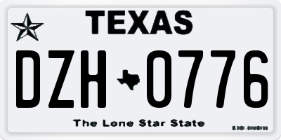 TX license plate DZH0776