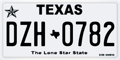 TX license plate DZH0782