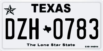 TX license plate DZH0783