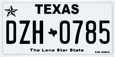 TX license plate DZH0785