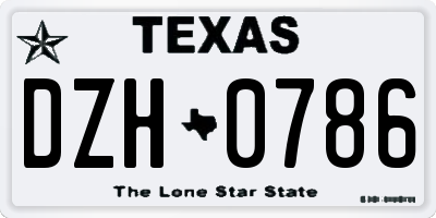 TX license plate DZH0786