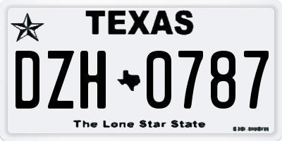 TX license plate DZH0787