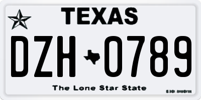 TX license plate DZH0789