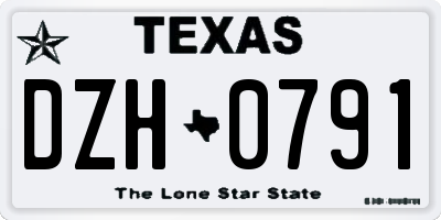 TX license plate DZH0791
