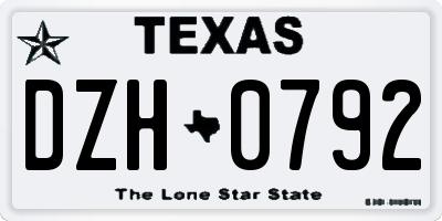 TX license plate DZH0792