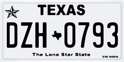 TX license plate DZH0793