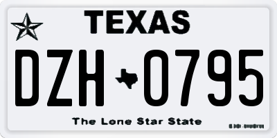 TX license plate DZH0795